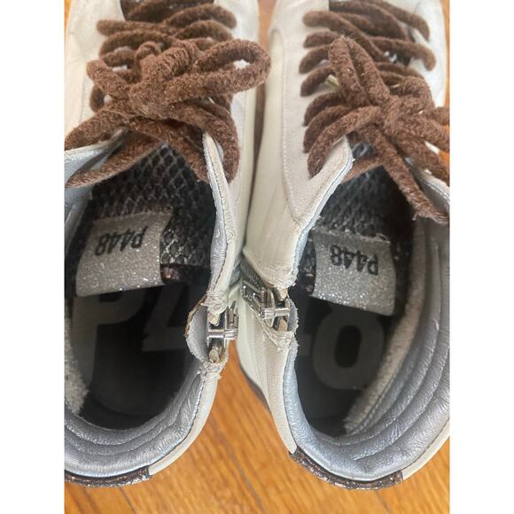 P448 / Ivory Snake-Print Soft Brown Shoelaces Skate High Top size 41/ US 10 - Picture 5 of 10